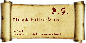 Micsek Feliciána névjegykártya